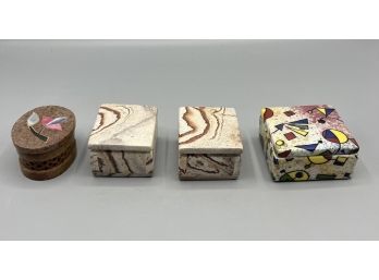 Stone / Ceramic Trinket Boxes - 4 Total