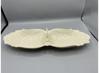 Lenox Ivory Porcelain Pineapple Pattern Sectional Dish With Handle