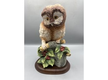 Andrea By Sadek Hand Painted Porcelain - Elf Owl - Figurine #8479 With Wood Base Included