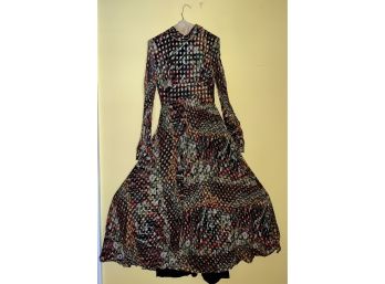 Vintage Floral/peacock Pattern Dress