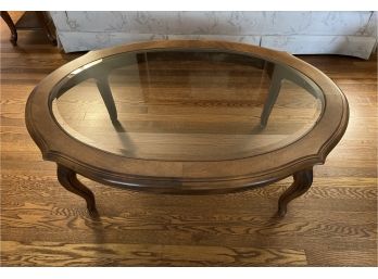 Ethan Allen Solid Wood Glass Top Coffee Table