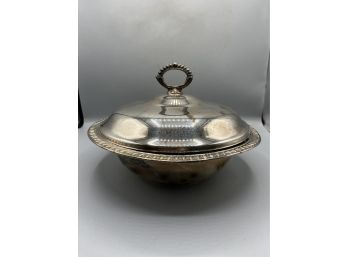 Kent Silver Plated Serving Bowl With Pyrex Glass Bowl Insert And Cover