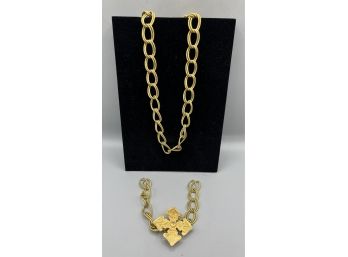 Costume Jewelry Gold-toned Necklace With Charm Extension