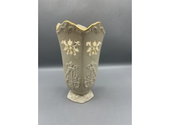 Lenox Ivory Pierced Porcelain Langtry Pattern Vase With Gold Trim