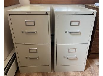 Hon Metal 2 Drawer Filing Cabinets - 2 Total - Keys Not Included