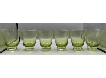Fostoria Catalina Chartreuse Green Drinking Glasses - 6 Total