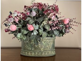 Faux Floral Bouquet With Ceramic Planter