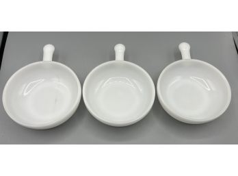 Milk Glass Bowls With Handles - 3 Total