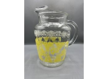 Libbey Glass Sun And Rooster Pattern Pitcher
