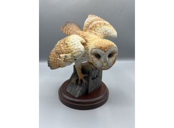 Lenox 1989 Fine Porcelain - Barn Owl - Figurine With Wood Base Included