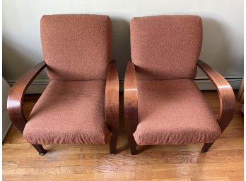 Broyhill Wooden Cushioned Arm Chairs - 2 Total