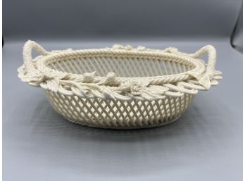 Belleek Woven Porcelain Hawthorne Style Basket - Made In Ireland