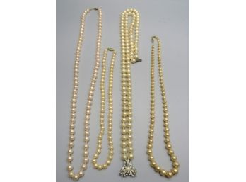 Costume Jewelry String Of Pearl/beads - Assorted Set Of 4