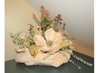 Ceramic Log Pot With Artificial Flowers