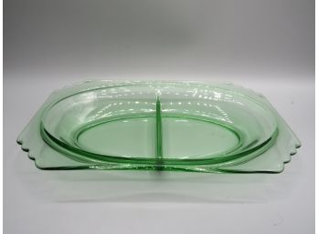 Green Glass Sectioned Dish