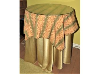 Table With Glass Top & Table Cloth