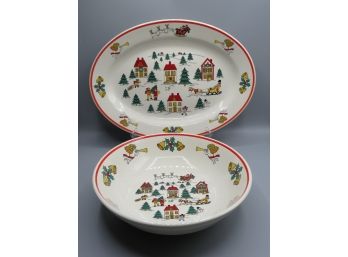 The Joy Of Christmas 'jamestown' China - Assorted Set Of 2 - Bowl & Platter