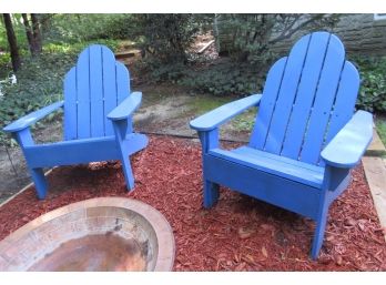 Blue Wood Adirondack Chairs - Set Of 2