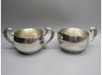 M & R English Silver Creamer & Sugar Bowl - Set Of 2