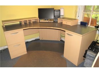 Corner Office Desk With 2 File Cabinet Storage And 1 Door Storage
