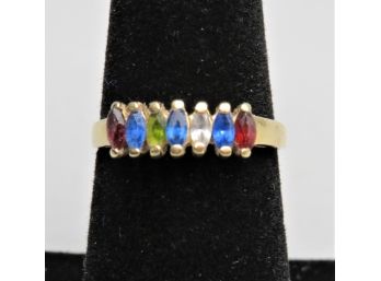 14k Yellow Gold Ring With Multi-colored Stones - 2.2 Grams - Size 7.25