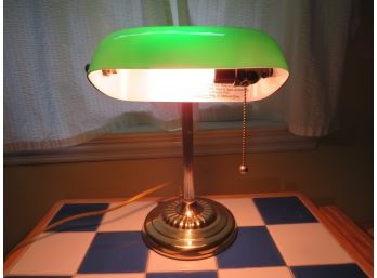 Banker's Desk Lamp Green Glass Shade