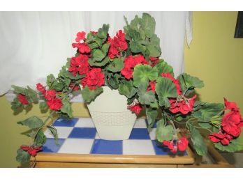 Metal Flower Pot With Artificial Flowers