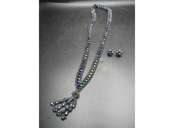 Beaded Necklace & Matching Clip Earrings