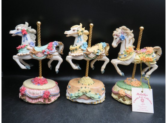 Heritage House Melodies Country Fair Collection Carousel Horses - Set Of 3