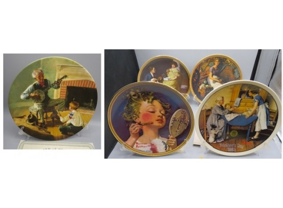 A Retrospective Works Of Norman Rockwell/the Edwin M. Knowles China Co Plates & Certificates - Set Of 5