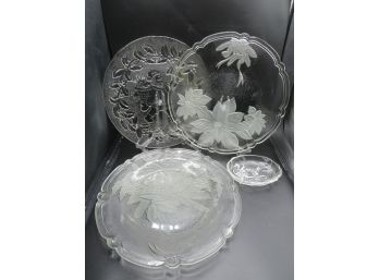 Holiday Glassware Platters & Dish - Assorted Set Of 4