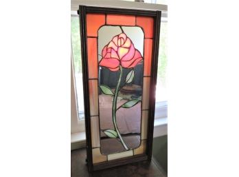 Stained Glass Style Mirror Rose Motif Lighted Box