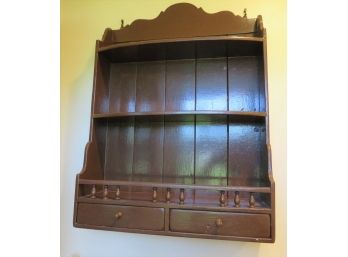 Painted Wood Wall Shelf With 2 Drawers