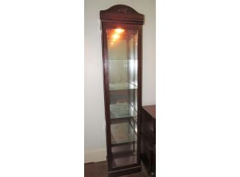 Single Lighted Cherry Wood Curio Cabinet