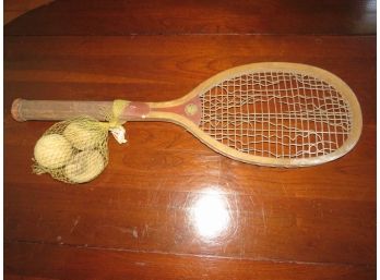 A. G. Spalding Brothers Wood Racquet & Tennis Balls - Vintage