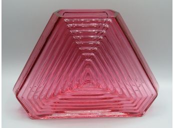 Pilgram Glass Pyramid Pink Vase