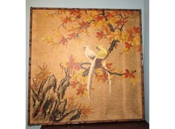 Asian Stamped Birds In Bamboo Style Frame