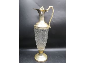 Silver Plated, Glass Pitcher, Italy