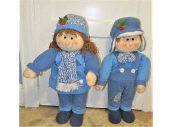 Snow Fun Boy & Girl Plush Holiday Decor - Set Of 2