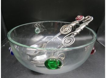Adcraft Bowl With Serving Fork & Spoon
