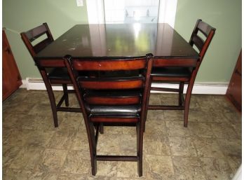 Wood High Top Table With 3 High Top Chairs