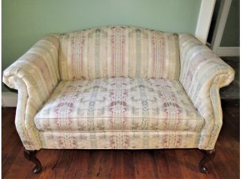 Striped Floral Fabric Love Seat