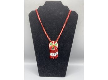 Medallion Handcrafted Modern American Indian Beaded Necklace