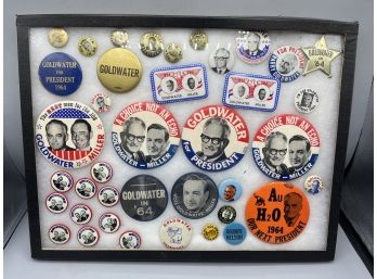 Goldwater Presidential Campaign Pins With Display Case