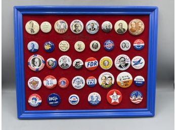 Vintage Presidential Campaign Pins Framed