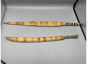 Handcrafted Native American Inspired Wooden Beaded Knife Set - 2 Total