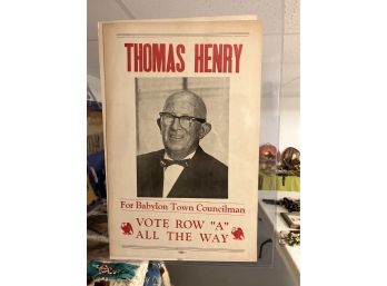 Democratic Nickerson Nassau County Executive/Thomas Henry  Councilman Political Campaign Posters - 2 Total