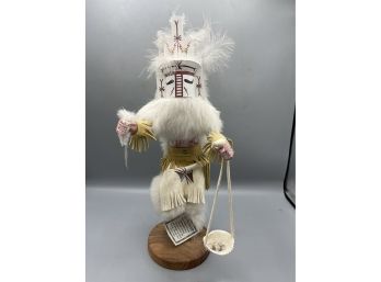 Handcrafted Wooden Native American Sculpture - White Cloud By W. Yazzie