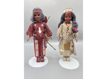 Cherokee Handcrafted Native American Figurines - 2 Total