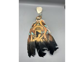 American Indian Lone Wolf Hand Painted Ceremonial Prayer Feathers